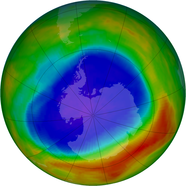 Antarctic ozone map for 26 September 1991